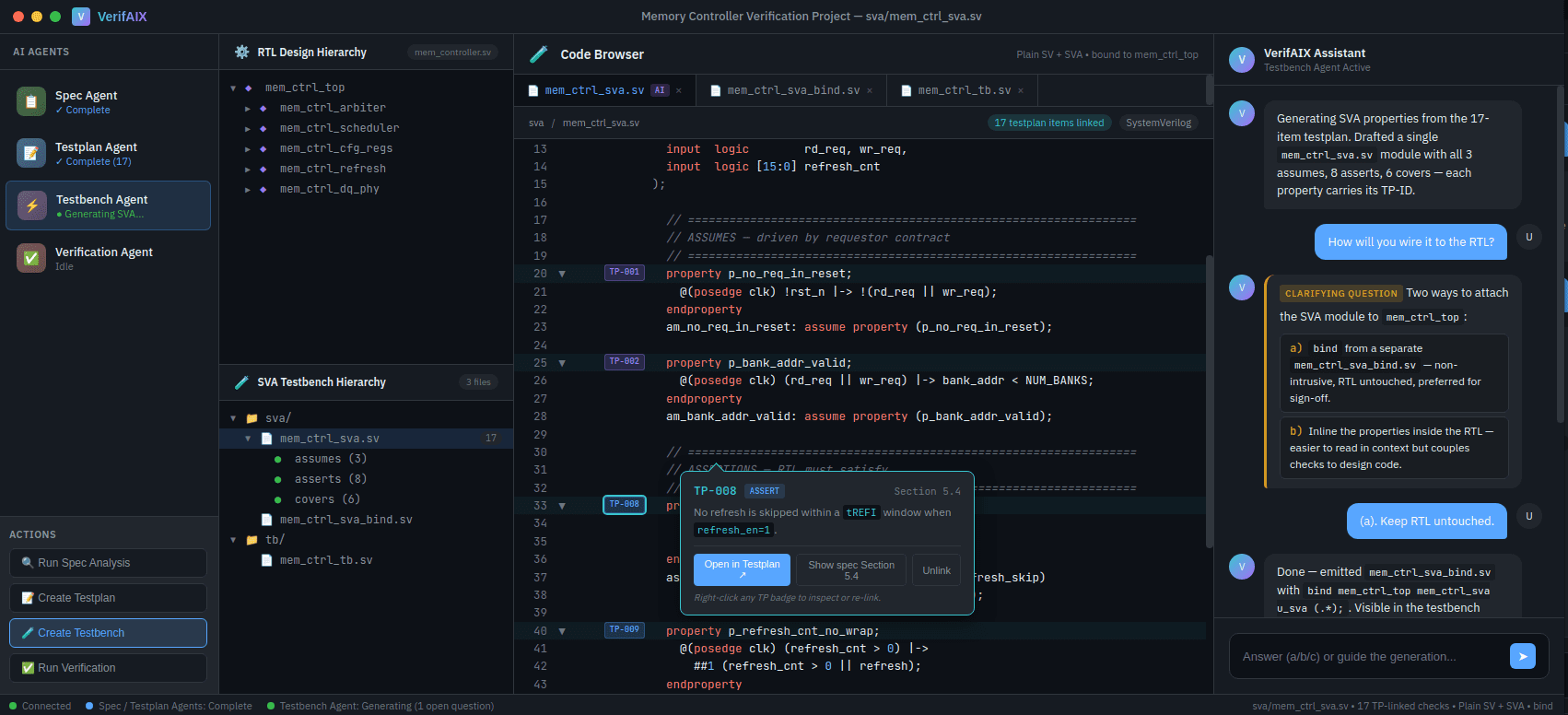 Dark code editor with AI assistant sidebar